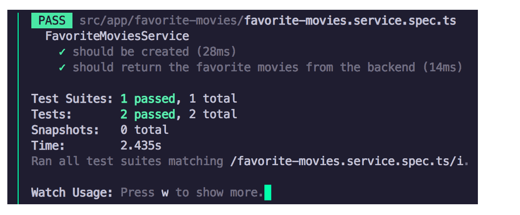 Image of the tests passing