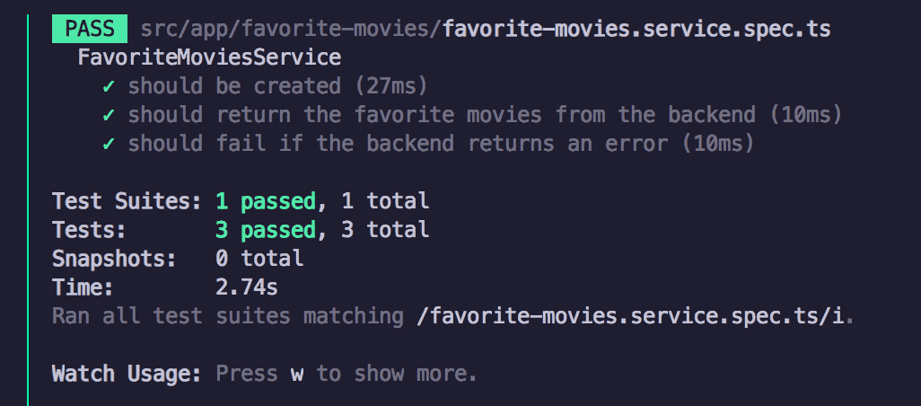 Image of the tests passing