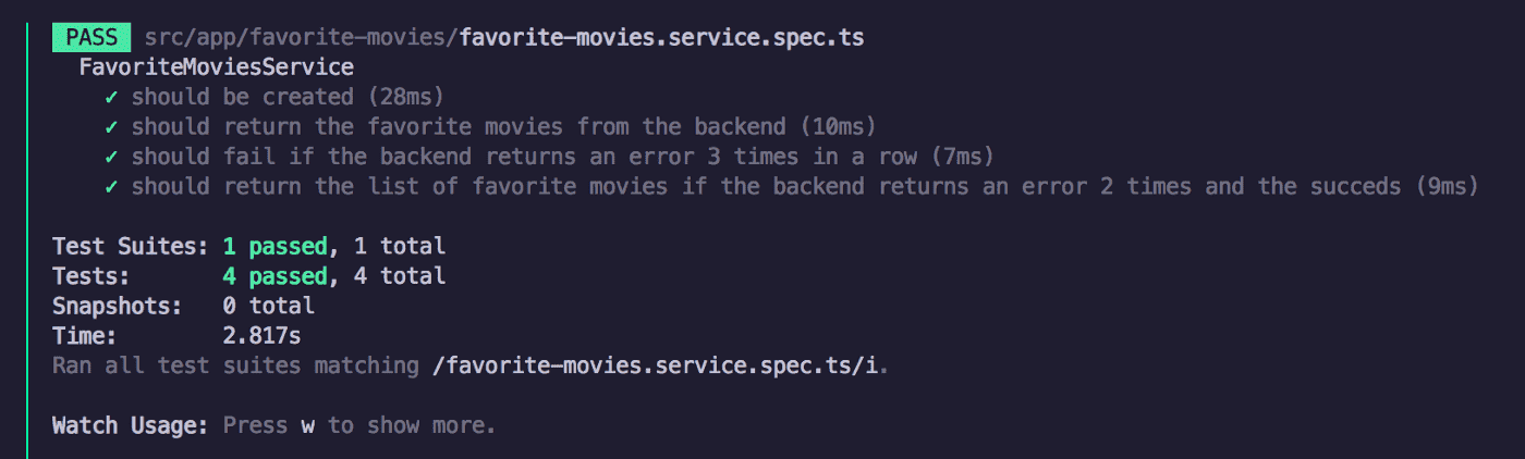 Image of the tests passing