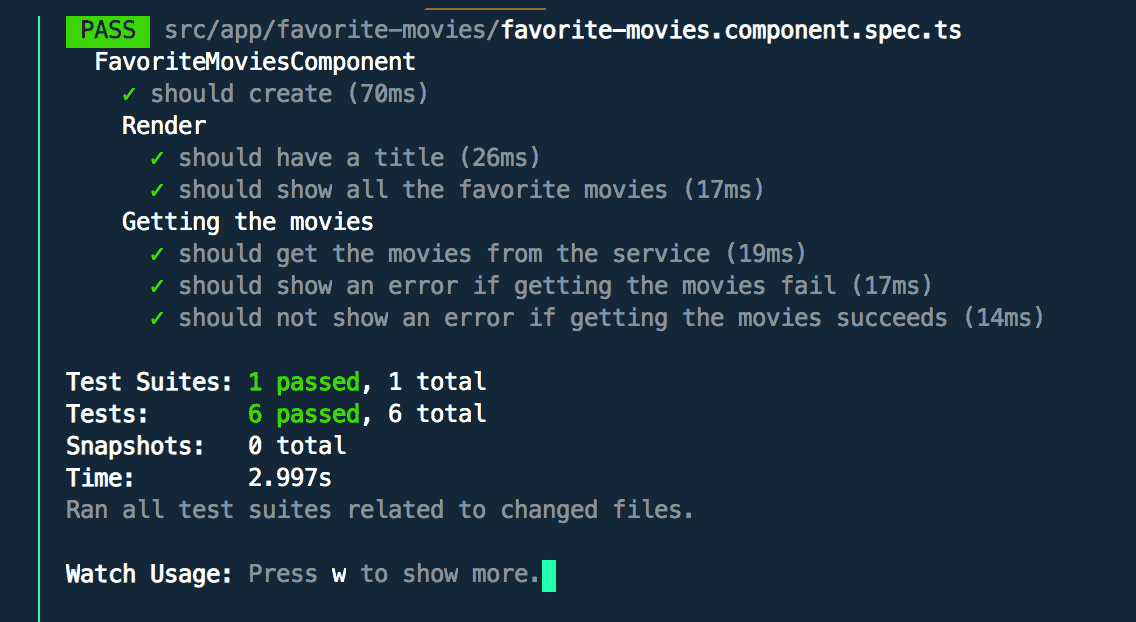 Image of the tests passing